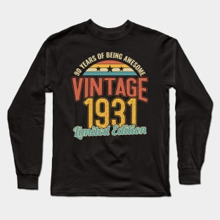 90th Birthday 90 Years of Being Awesome 1931 Long Sleeve T-Shirt